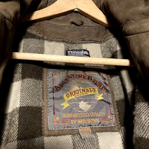 Mens Vintage WILSONS Adventure Bound Bomber Jacket - Brown Leather w/ Liner - Lg - Picture 10 of 12